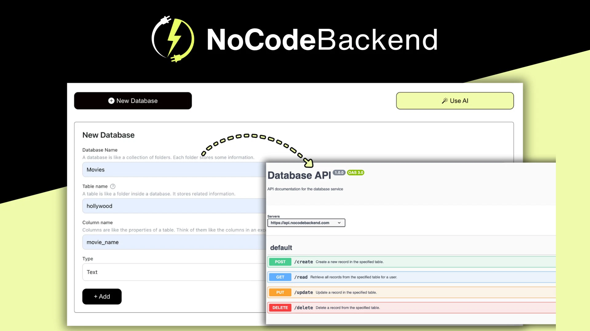 NoCodeBackend is a no-code platform that auto-generates REST APIs and database schemas in minutes without writing server code.