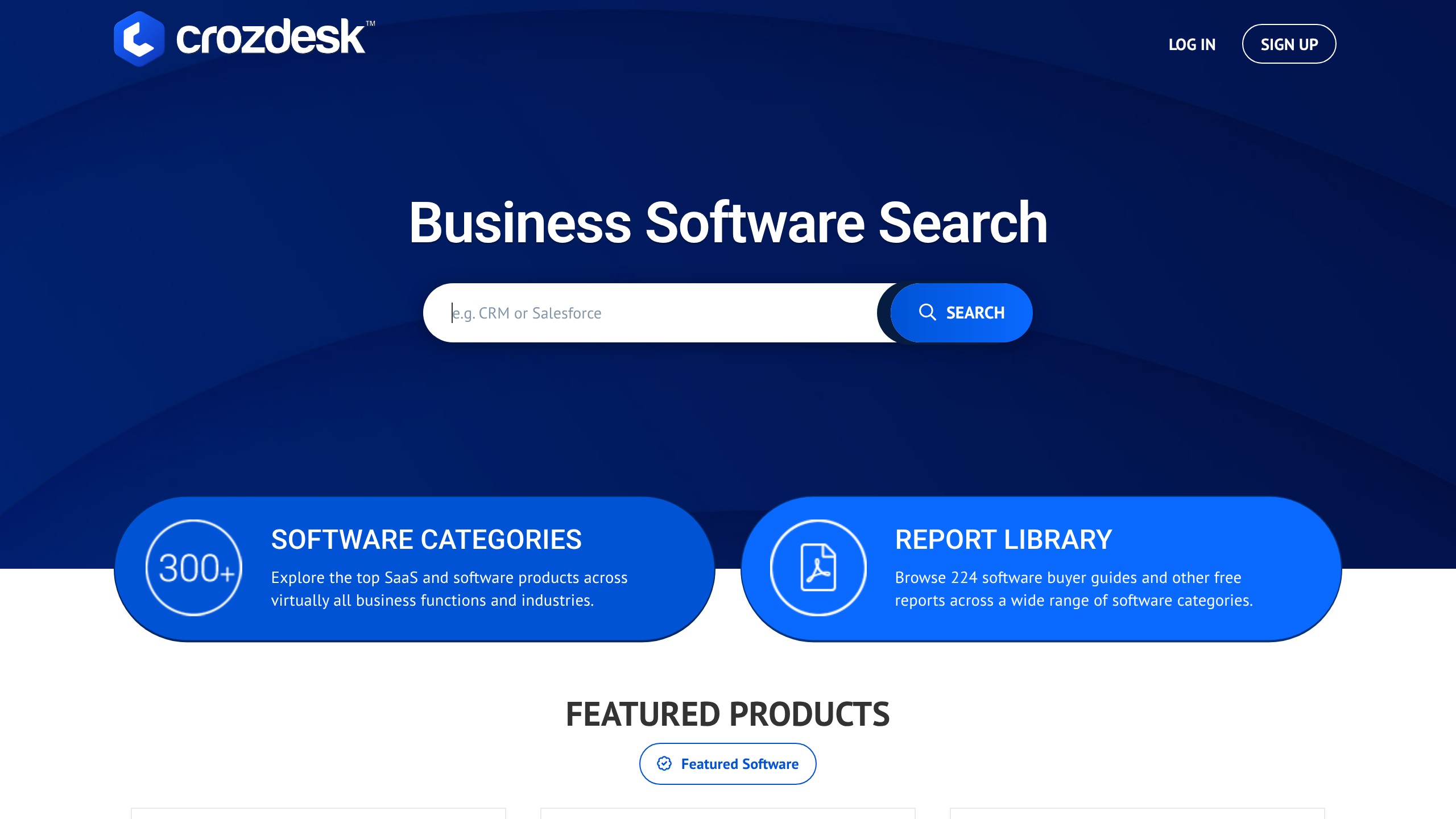 Crozdesk homepage showing Software directory listing