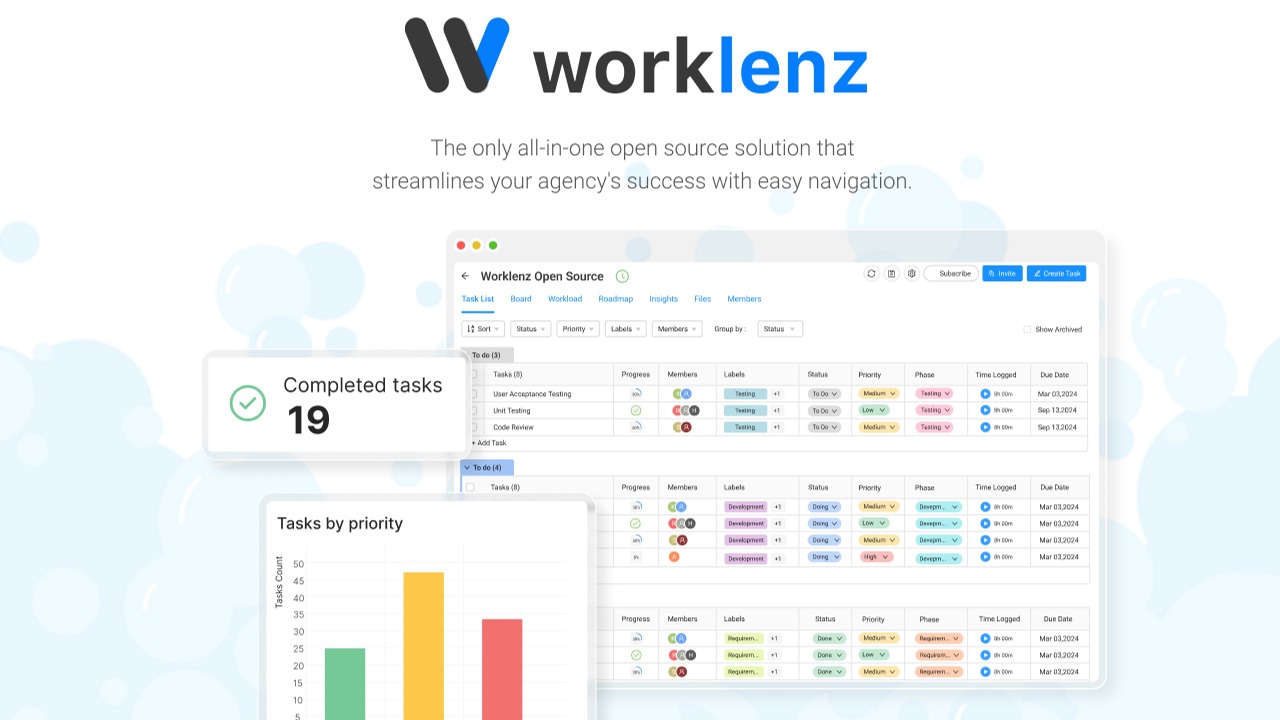 Worklenz is a web-based project management tool for task tracking, Kanban boards, Gantt charts, and time tracking aimed at startups and small agencies