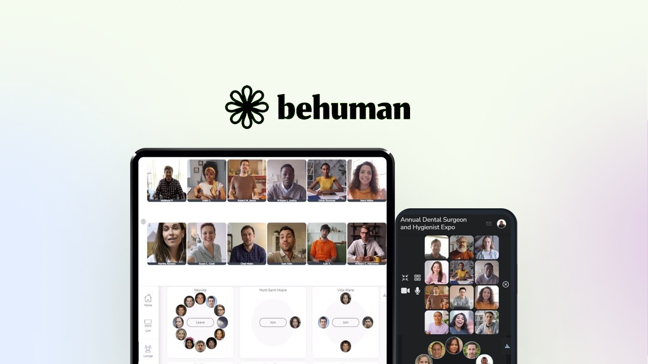 BeHuman.Online is a virtual conference and expo platform that runs video conferencing through your own AWS Chime account to keep hosting costs low.