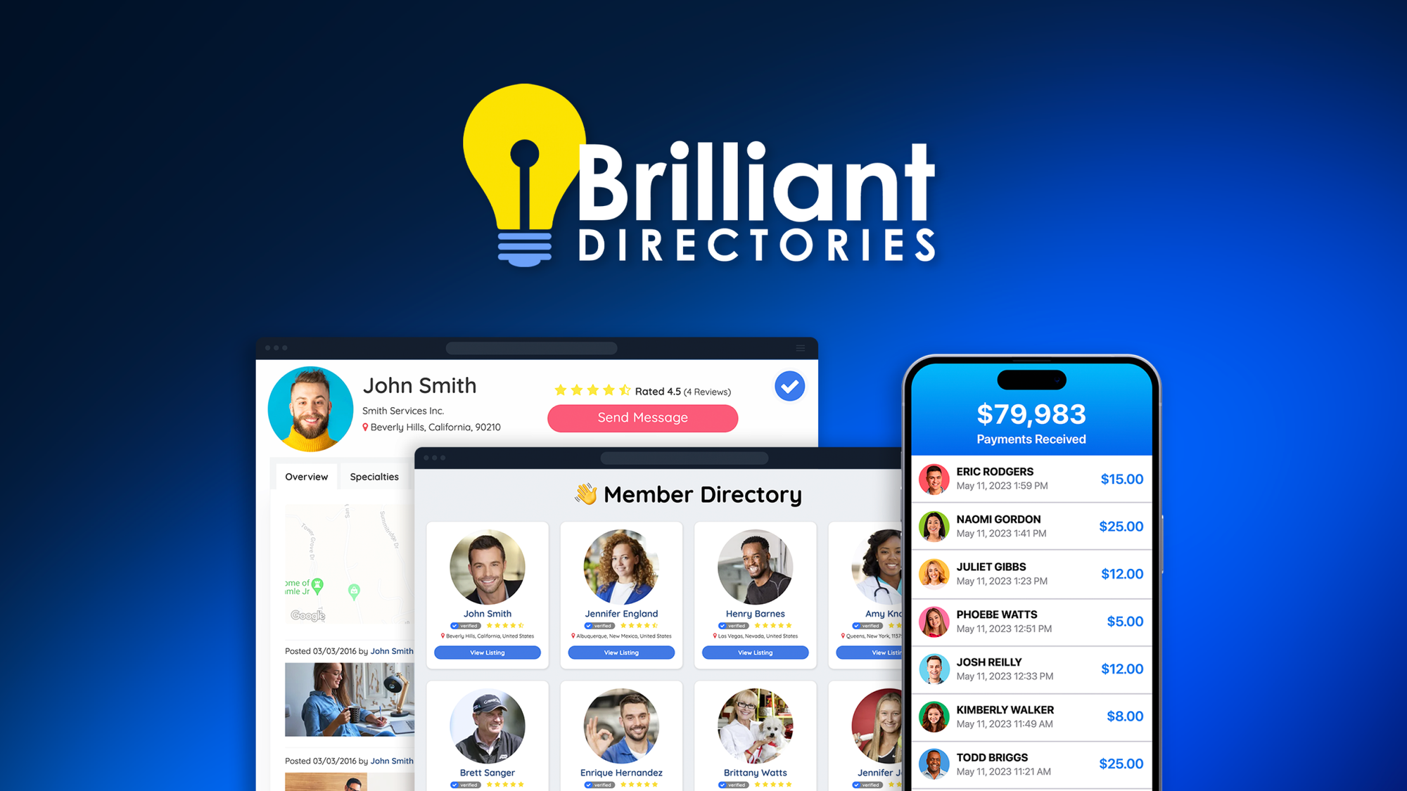 Brilliant Directories is an all-in-one platform for building membership sites and online business directories with white-label branding, AI content to