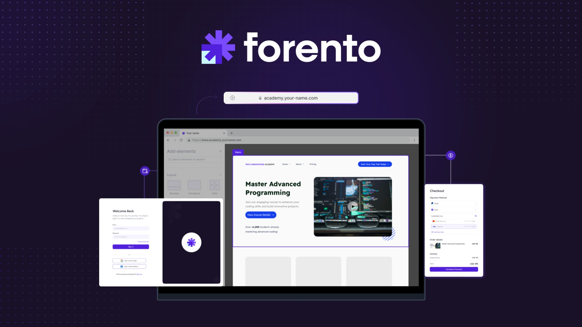 Forento is a cloud-based platform for building and selling online courses, memberships, coaching programs, and digital products.