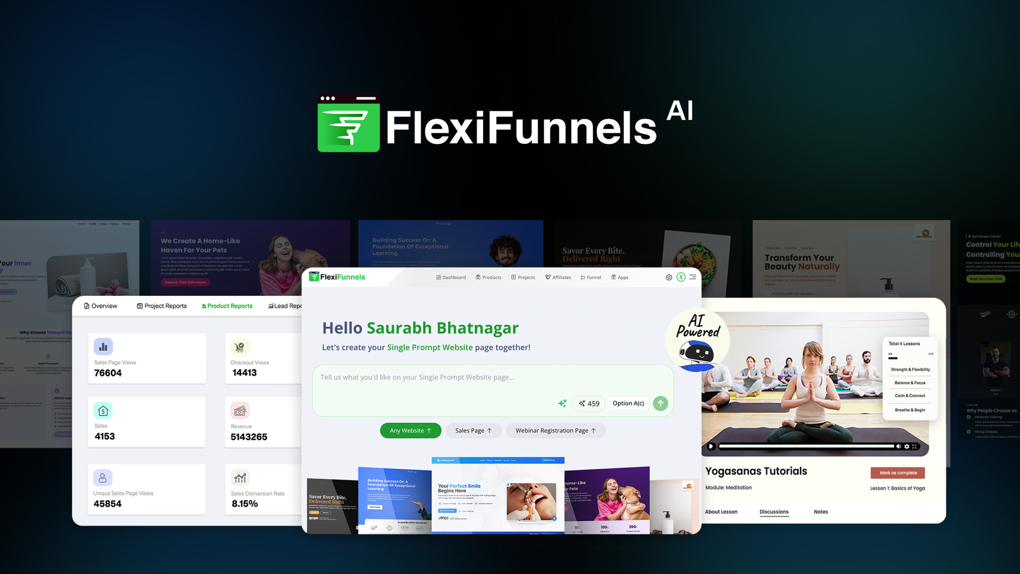 FlexiFunnels is an all-in-one marketing suite for funnels, landing pages, email automation, and online courses, currently shipping 6 of a planned 28 a