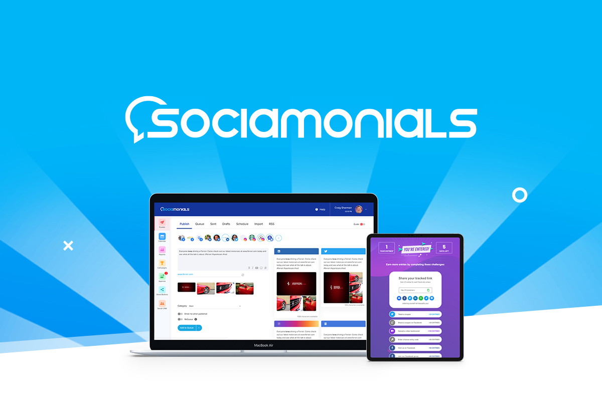 Sociamonials is a viral sweepstakes and lead generation platform for running branded giveaway campaigns across social media and email.