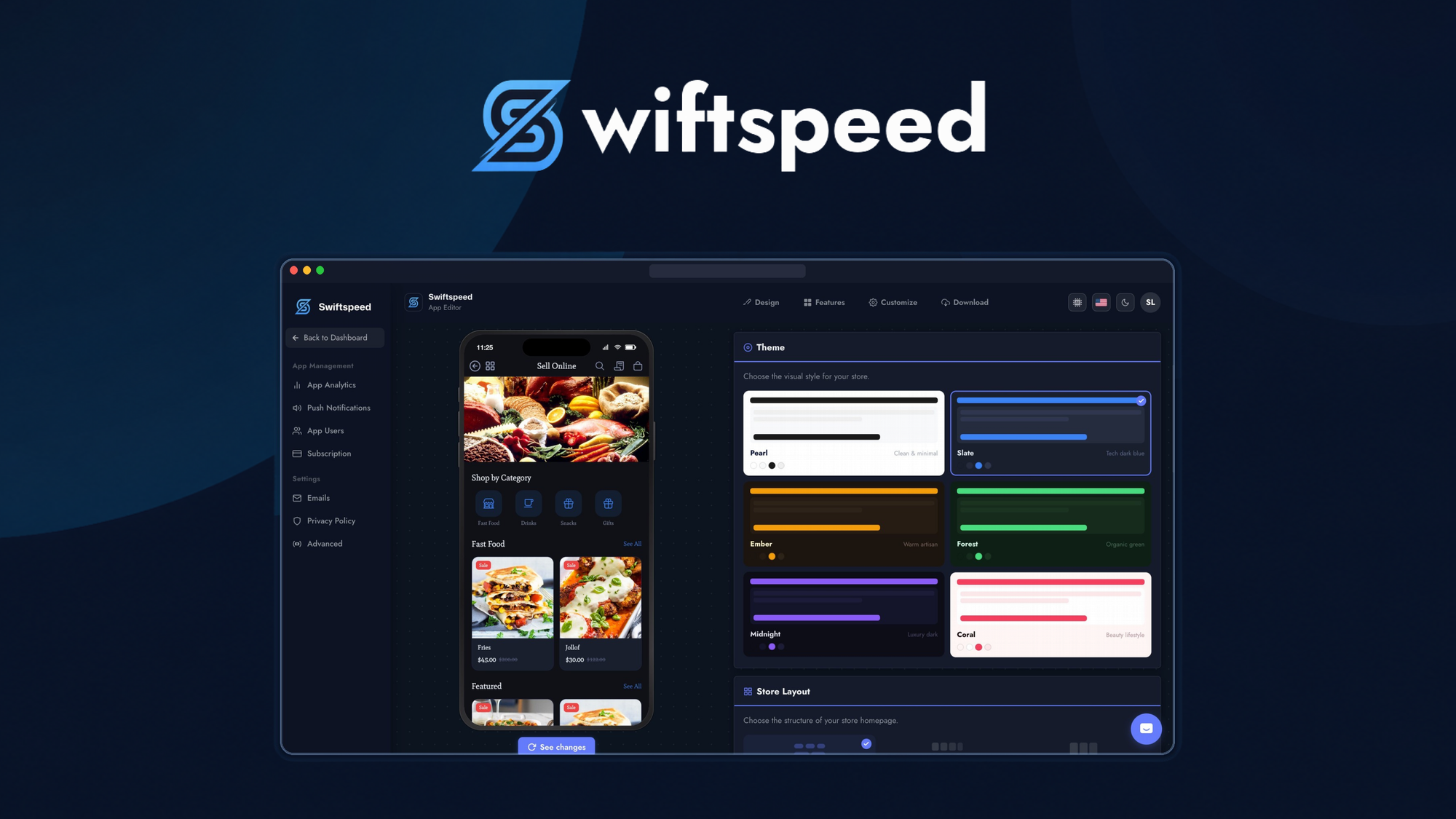 Swiftspeed is an AI-assisted no-code platform for building and publishing native iOS and Android apps without writing code.