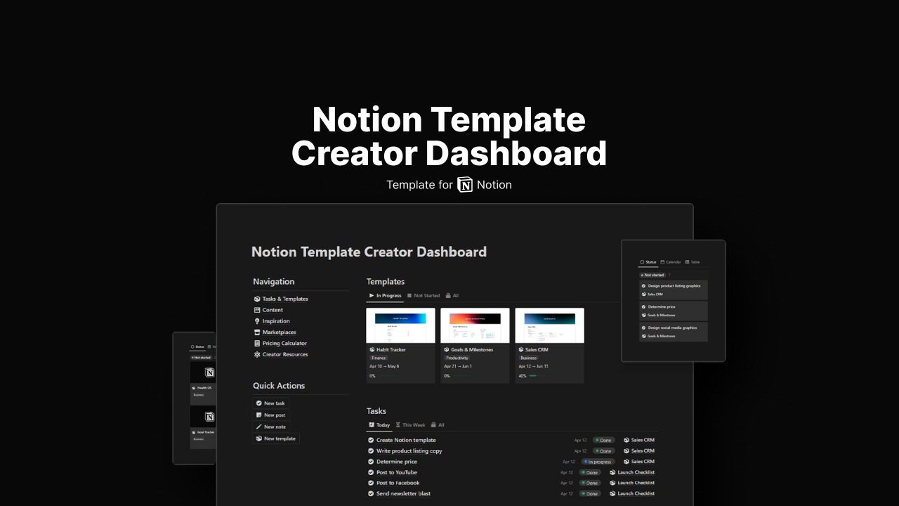 A Notion template dashboard by creator Matt Bio for organizing creator, freelancer, and marketing workflows in one workspace.