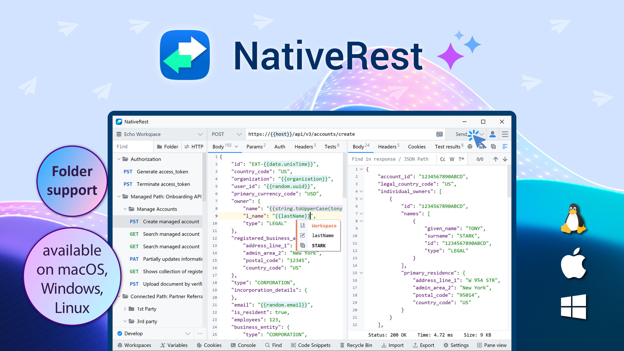NativeRest is a native desktop REST API client for Windows, macOS, and Linux built to replace Postman with a lighter, faster interface.