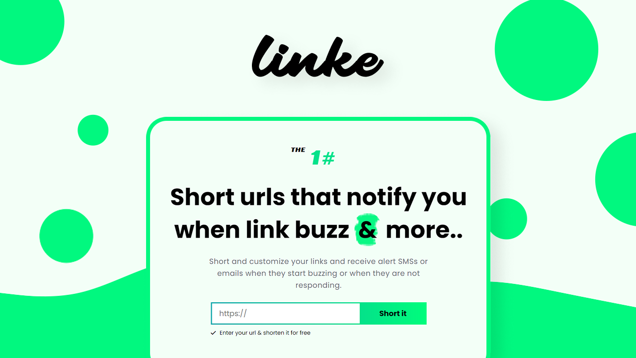 Linke is a link management and bio page platform for shortening links, building link-in-bio pages, and tracking traffic with retargeting pixels.