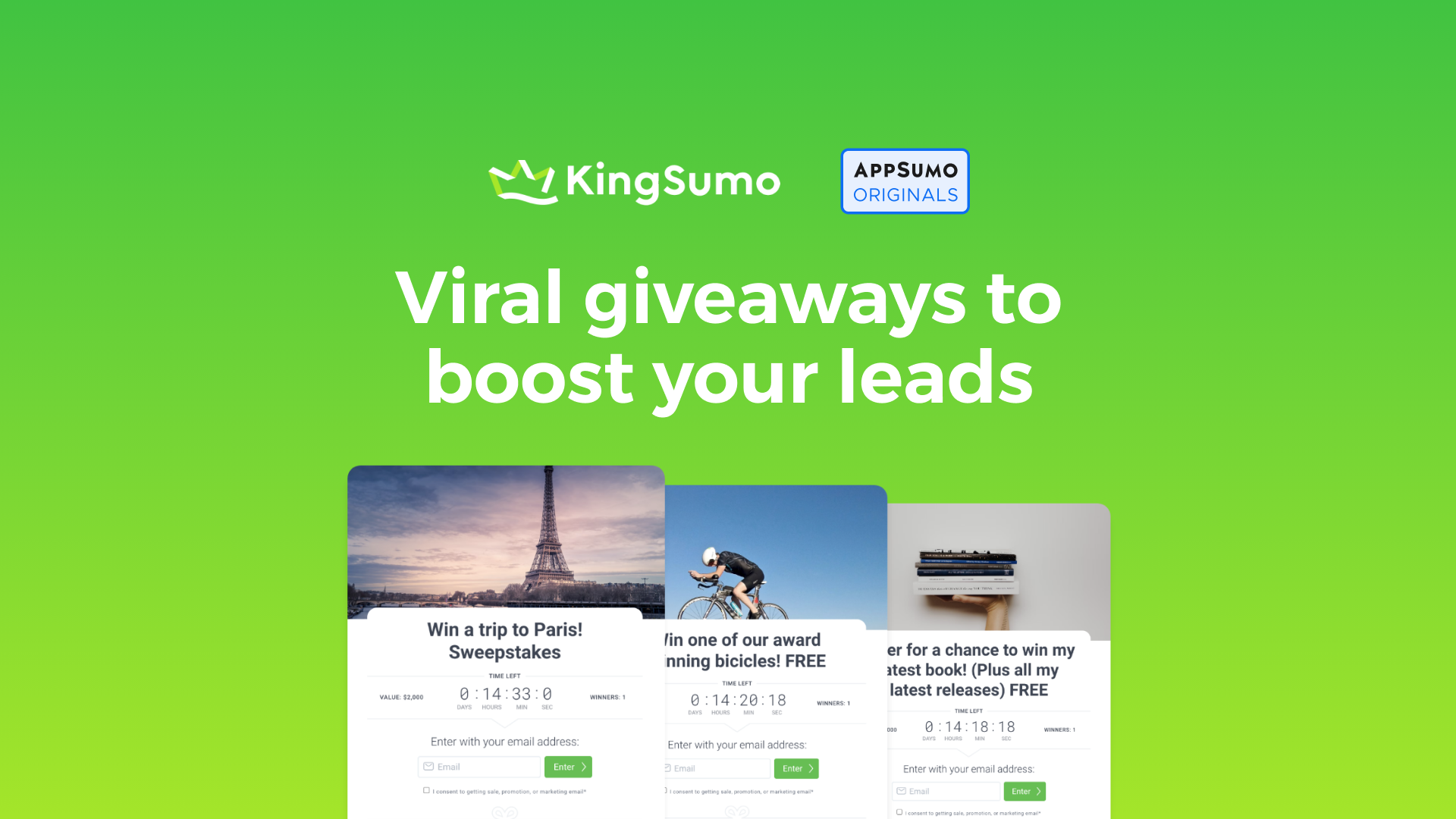 KingSumo is a viral giveaway platform that helps businesses grow email lists through referral-based contests and embeddable widgets.