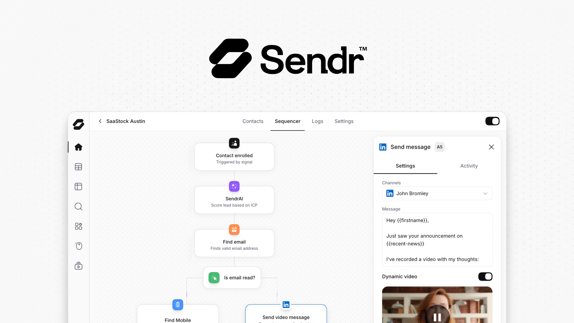 Sendr is an AI B2B outreach platform that finds leads, enriches contacts, and runs personalized video, email, and LinkedIn sequences from one dashboar