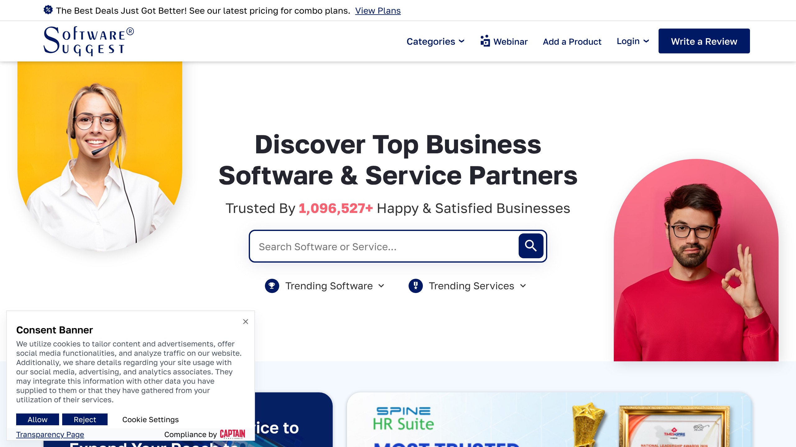 Software Suggest homepage showing Software directory listing
